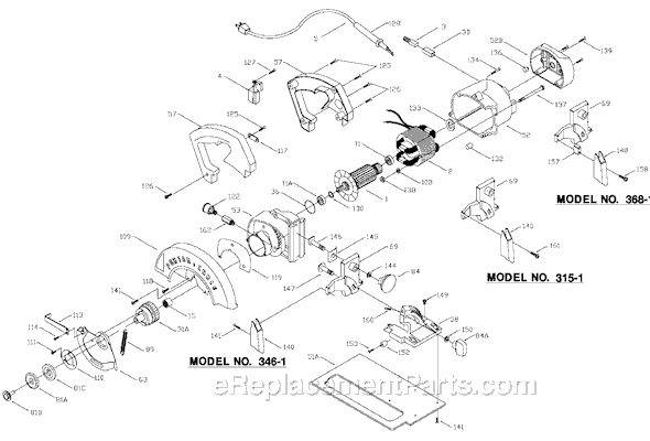 Page A Diagram and Parts List for 368 Type 3 Porter Cable Circular Saw